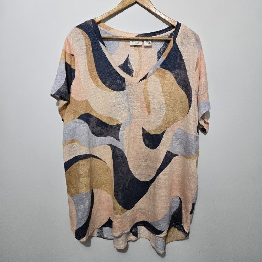 Rachel Zoe Womens 100% Linen V Neck Tee Shirt Top Sz 2X Beach Travel Summer Vaca